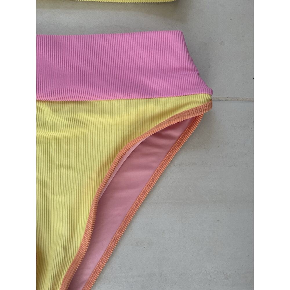 Beach Riot Swim Bikini Swimsuit High Waist Color Block Swimwear ML - Picture 6 of 10